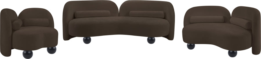 Daphne Chenille Fabric Loveseat in Brown from Meridian - Luna Furniture