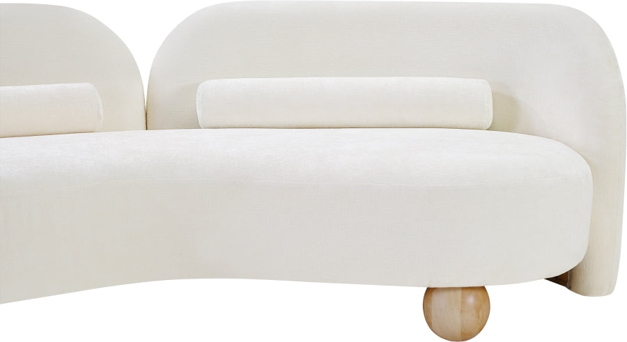 Daphne Chenille Fabric Loveseat in Cream from Meridian - Luna Furniture