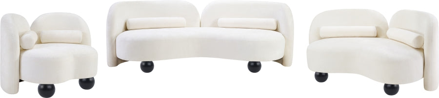 Daphne Chenille Fabric Loveseat in Cream from Meridian - Luna Furniture