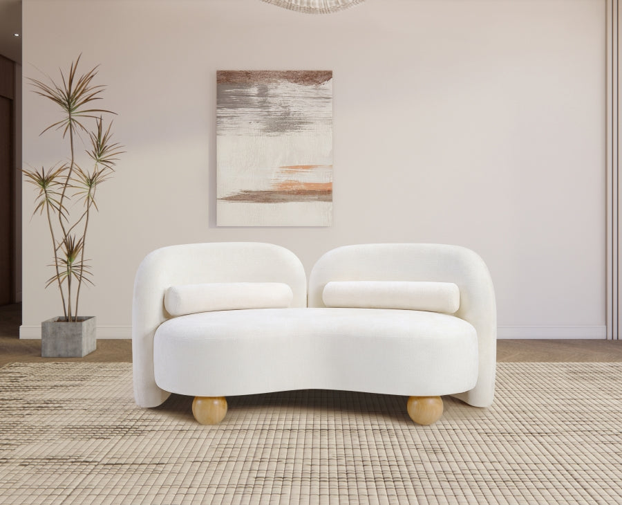 Daphne Chenille Fabric Loveseat in Cream from Meridian - Luna Furniture