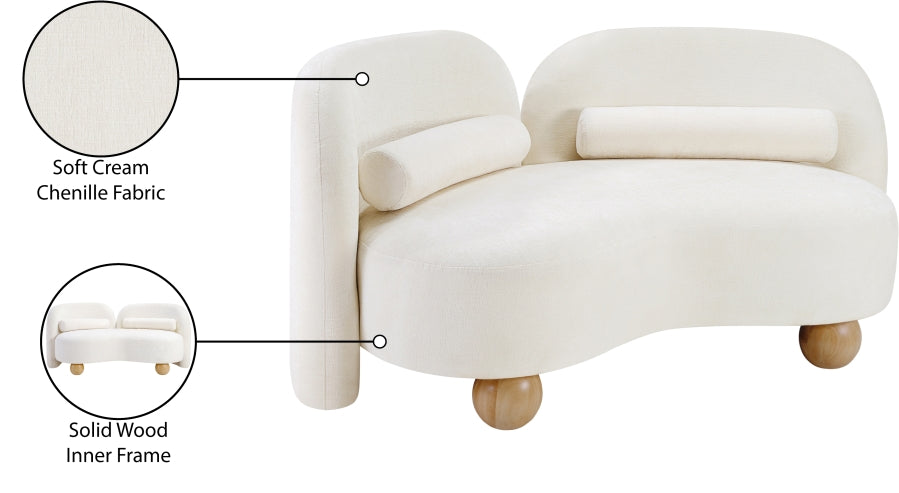 Daphne Chenille Fabric Loveseat in Cream from Meridian - Luna Furniture