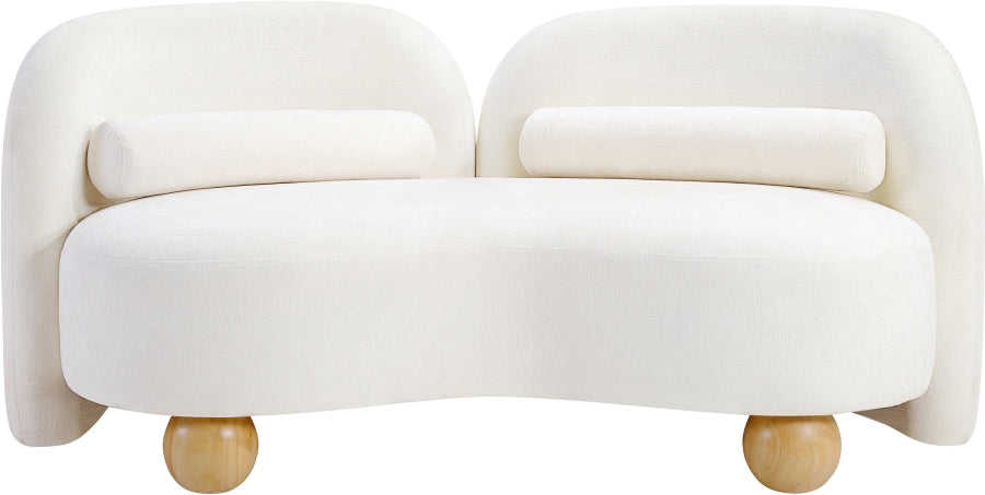 Daphne Chenille Fabric Loveseat in Cream from Meridian - Luna Furniture