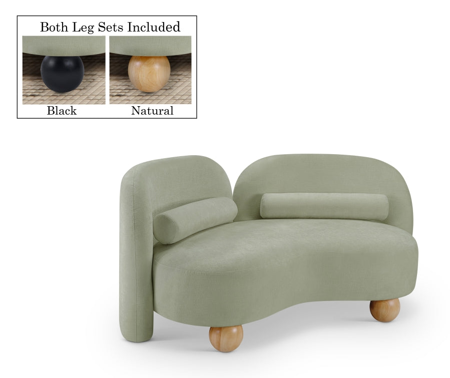 Daphne Chenille Fabric Loveseat in Mint from Meridian - Luna Furniture