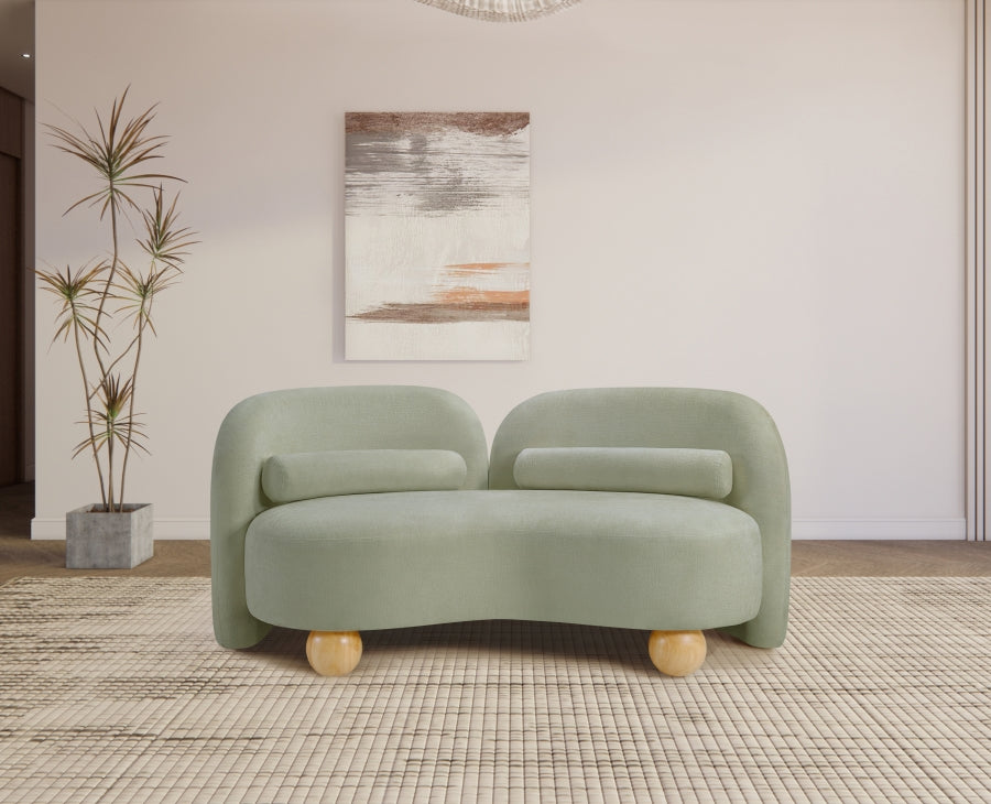 Daphne Chenille Fabric Loveseat in Mint from Meridian - Luna Furniture