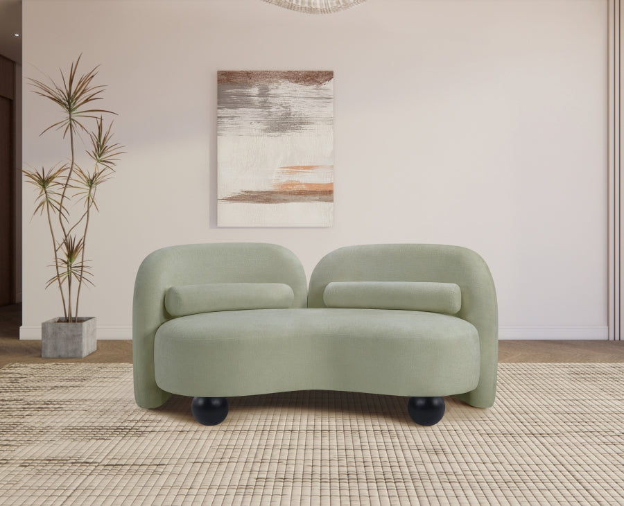 Daphne Chenille Fabric Loveseat in Mint from Meridian - Luna Furniture