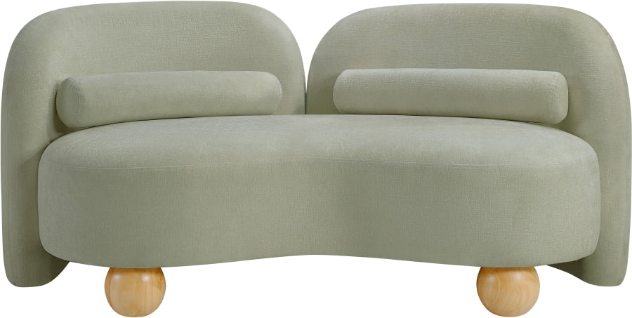 Daphne Chenille Fabric Loveseat in Mint from Meridian - Luna Furniture