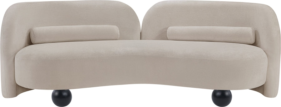 Daphne Chenille Fabric Sofa in Beige from Meridian - Luna Furniture