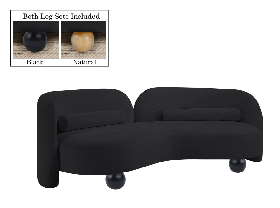 Daphne Chenille Fabric Sofa in Black from Meridian - Luna Furniture