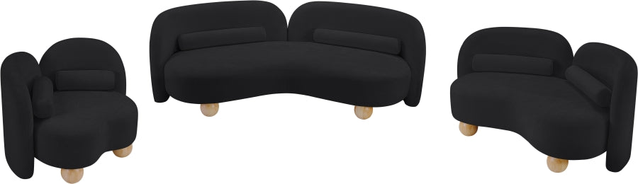 Daphne Chenille Fabric Sofa in Black from Meridian - Luna Furniture