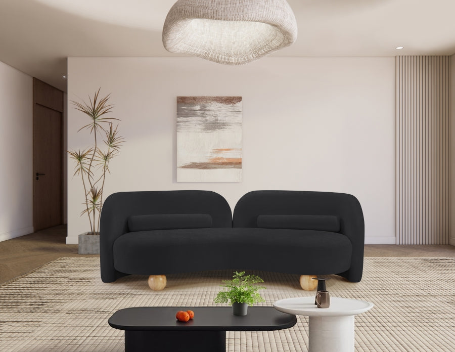 Daphne Chenille Fabric Sofa in Black from Meridian - Luna Furniture