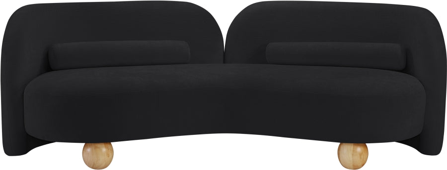 Daphne Chenille Fabric Sofa in Black from Meridian - Luna Furniture