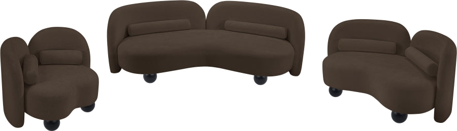 Daphne Chenille Fabric Sofa in Brown from Meridian - Luna Furniture