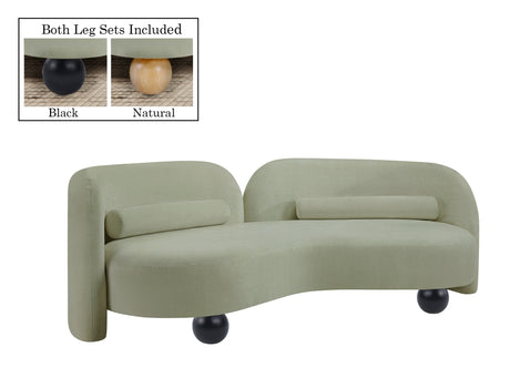 Daphne Chenille Fabric Sofa in Mint from Meridian - Luna Furniture