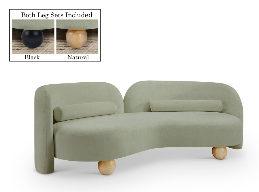 Daphne Chenille Fabric Sofa in Mint from Meridian - Luna Furniture