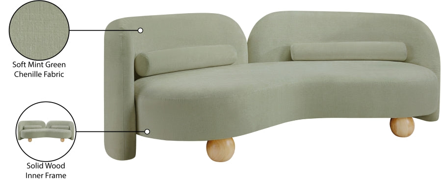 Daphne Chenille Fabric Sofa in Mint from Meridian - Luna Furniture