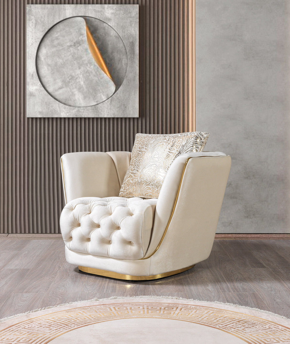 Daphne Ivory Velvet Chair - DAPHNE CHAIR-IVORY - Luna Furniture