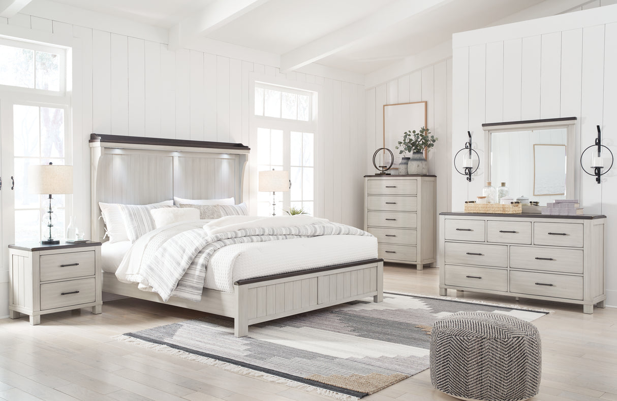 Darborn California King Panel Bed with Mirrored Dresser and 2 Nightstands in Gray/Brown from Ashley - Luna Furniture