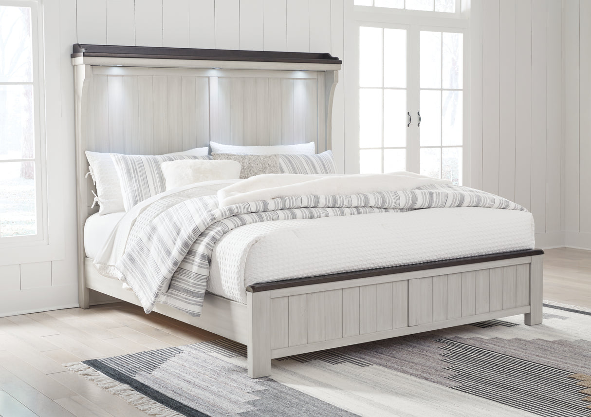 Darborn California King Panel Bed with Mirrored Dresser and 2 Nightstands in Gray/Brown from Ashley - Luna Furniture