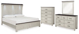 Darborn California King Panel Bed with Mirrored Dresser and Chest in Gray/Brown from Ashley - Luna Furniture