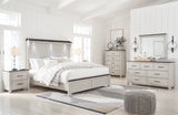 Darborn California King Panel Bed with Mirrored Dresser and Nightstand in Gray/Brown from Ashley - Luna Furniture