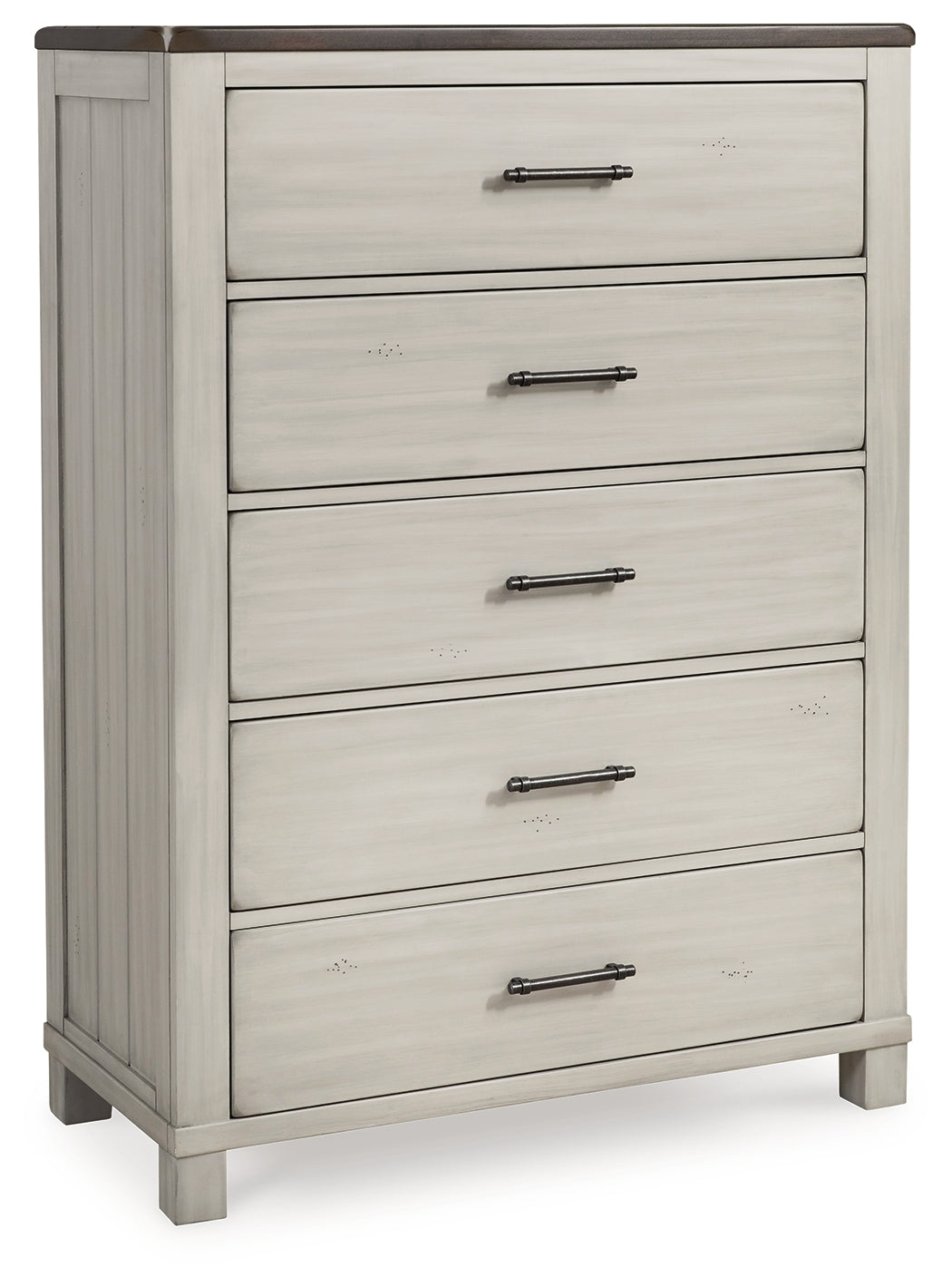 Darborn California King Panel Bed with Mirrored Dresser, Chest and Nightstand in Gray/Brown - PKG015985