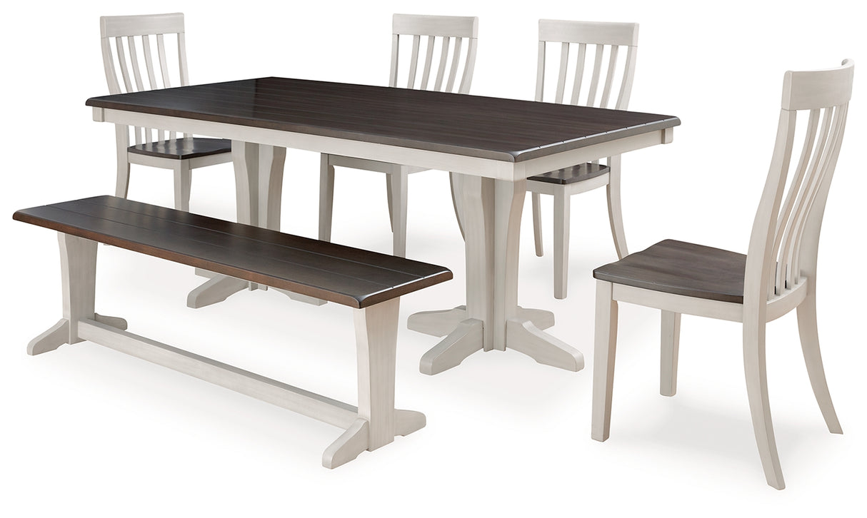 Darborn Dining Table and 4 Chairs and Bench in Gray/Brown - PKG015876