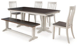 Darborn Dining Table and 4 Chairs and Bench in Gray/Brown - PKG015876