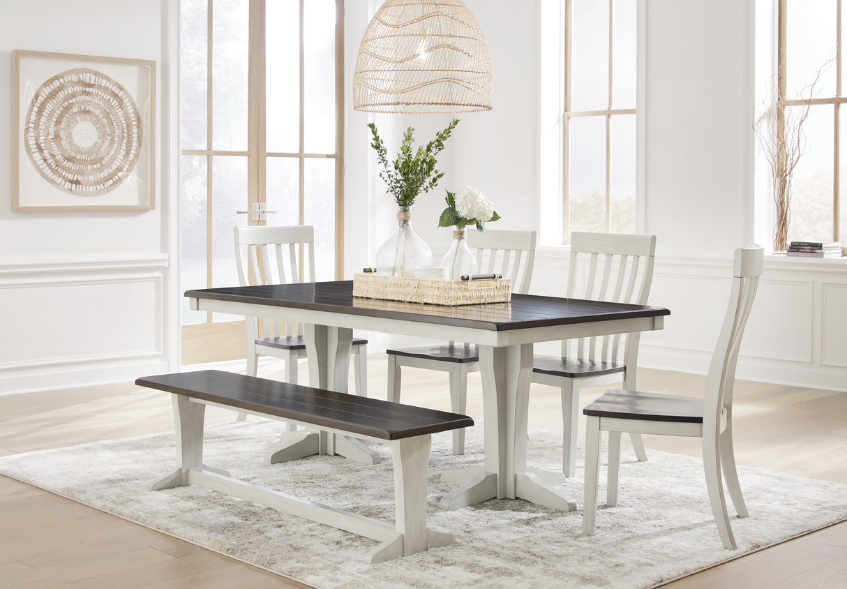 Darborn Dining Table and 4 Chairs and Bench in Gray/Brown - PKG015876