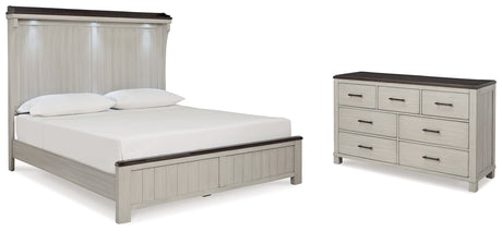 Darborn King Panel Bed with Dresser in Gray/Brown from Ashley - Luna Furniture