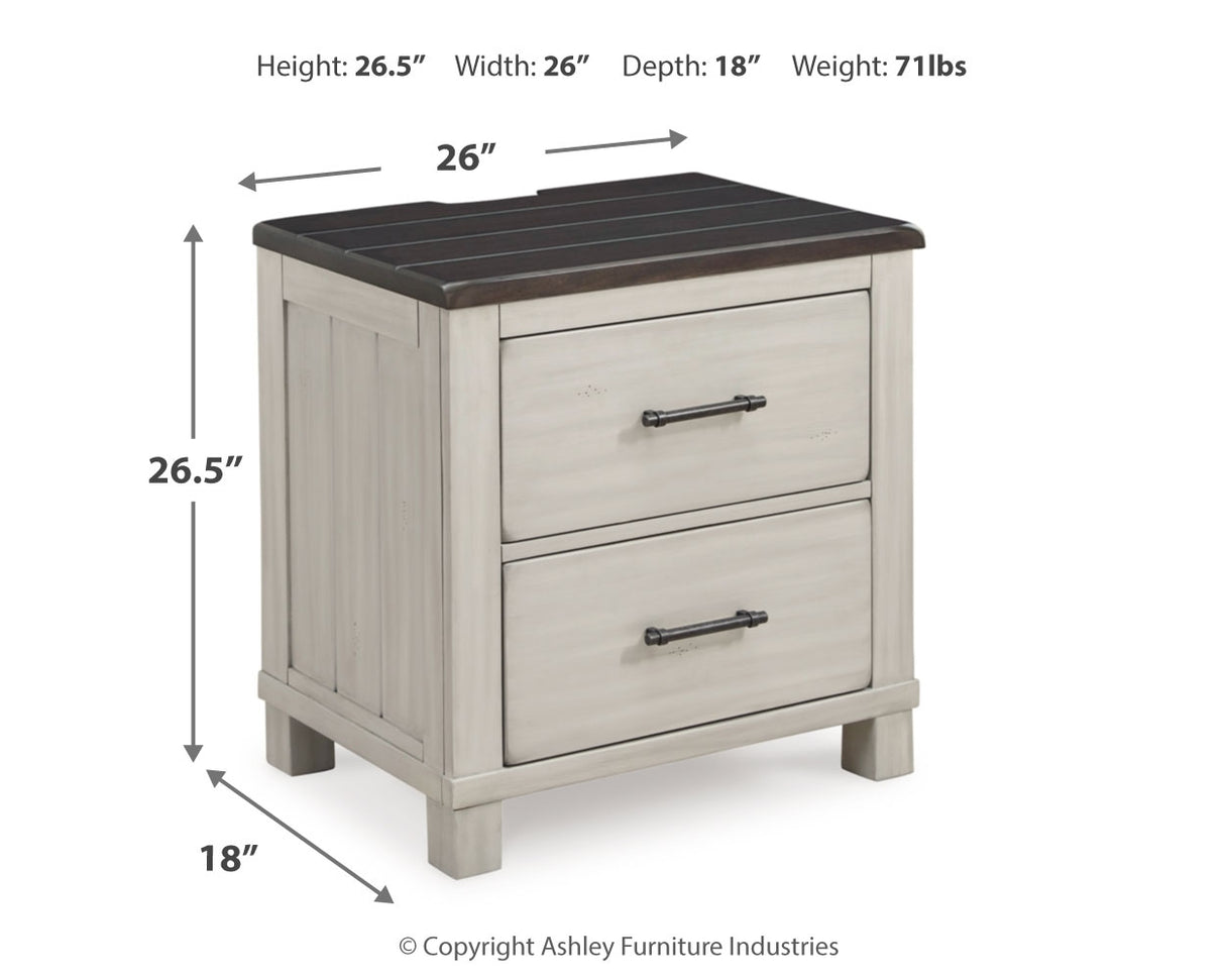 Darborn King Panel Bed with Mirrored Dresser, Chest and Nightstand in Gray/Brown - PKG015979