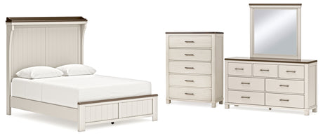 Darborn Queen Panel Bed with Mirrored Dresser and Chest in Gray/Brown from Ashley - Luna Furniture