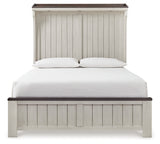 Darborn Queen Panel Bed with Mirrored Dresser and Nightstand in Gray/Brown - PKG015971