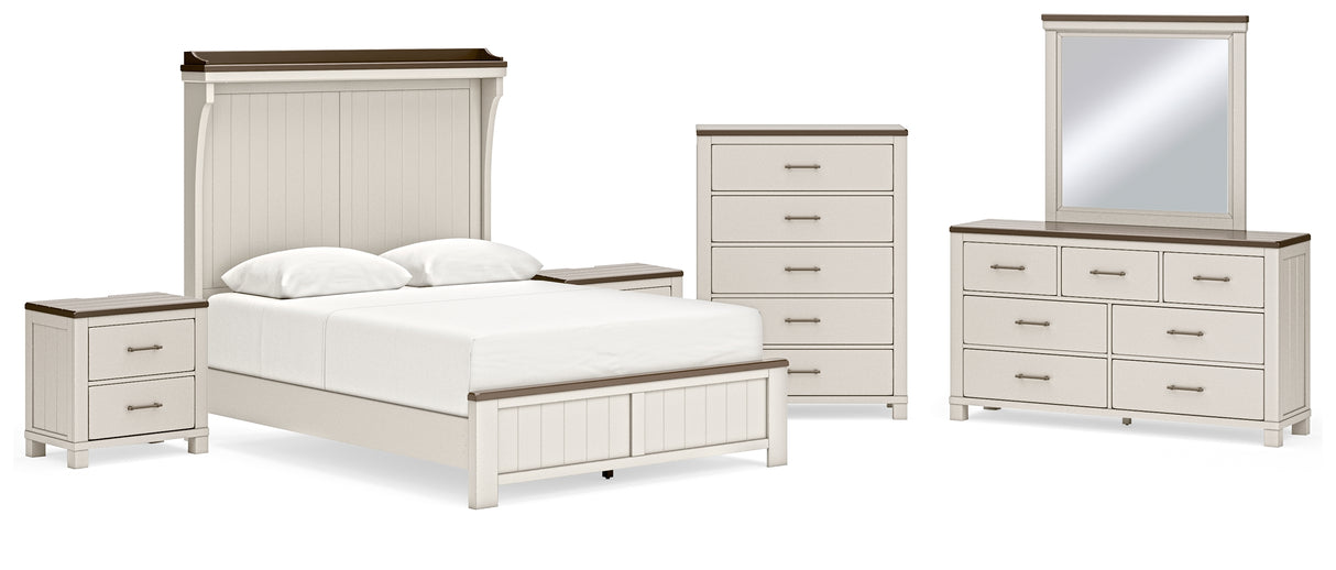 Darborn Queen Panel Bed with Mirrored Dresser, Chest and 2 Nightstands in Gray/Brown - PKG015970