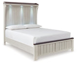 Darborn Queen Panel Bed with Mirrored Dresser, Chest and 2 Nightstands in Gray/Brown - PKG015970