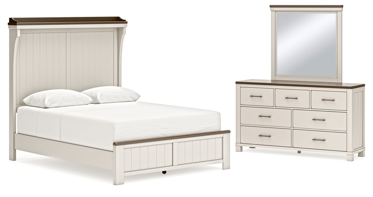 Darborn Queen Panel Bed with Mirrored Dresser in Gray/Brown from Ashley - Luna Furniture