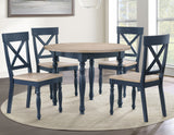 Darcy 42″ Round 5-Piece DIning Set, Midnight Blue and Natural Finish from Steve Silver - Luna Furniture