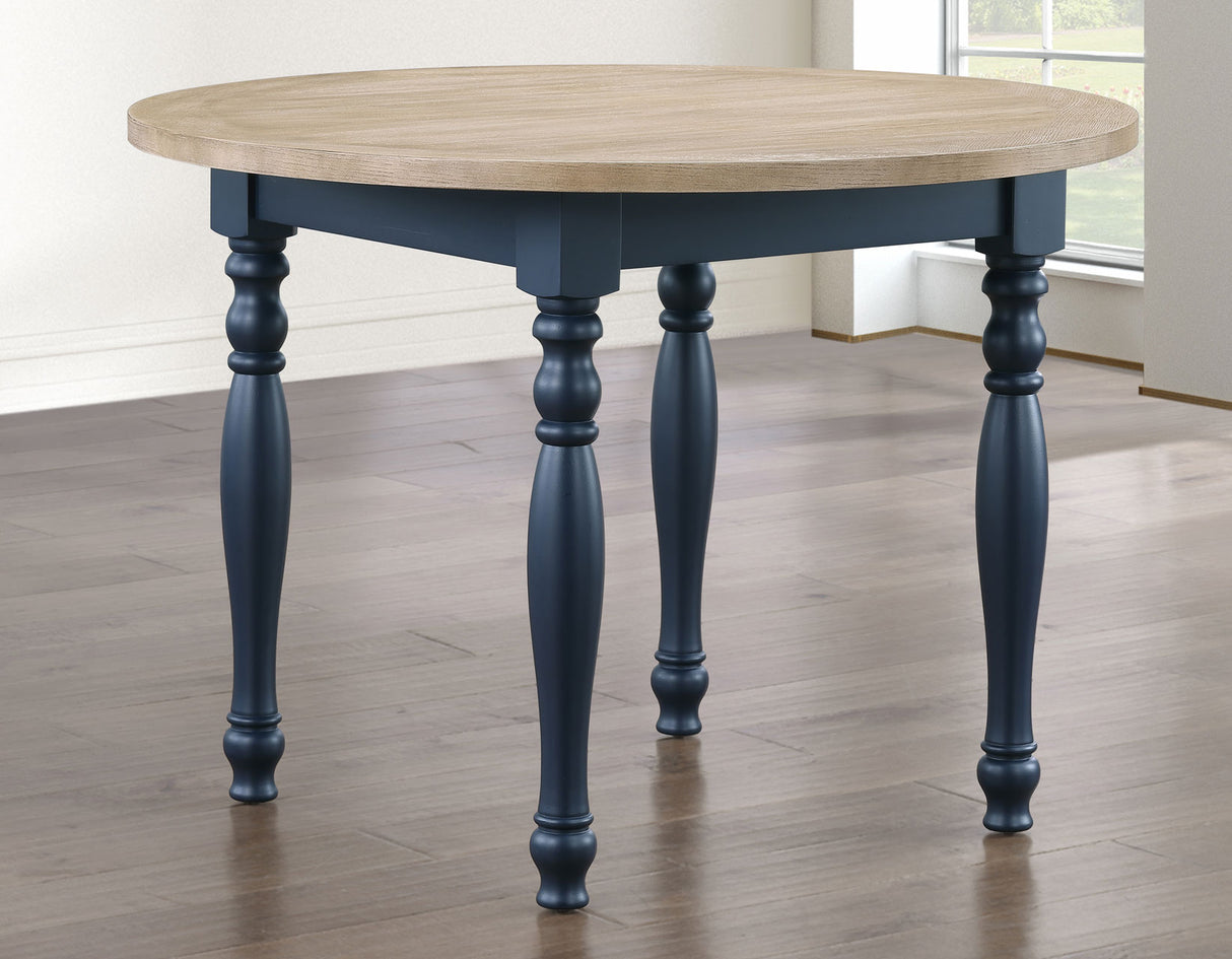 Darcy 42″ Round 5-Piece DIning Set, Midnight Blue and Natural Finish from Steve Silver - Luna Furniture