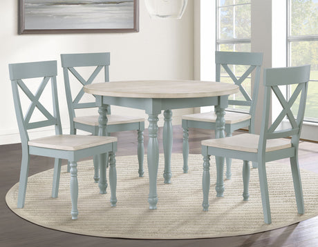 Darcy 42″ Round 5-Piece DIning Set, Mint Green and Natural Finish from Steve Silver - Luna Furniture