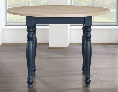 Darcy 42″ Round Dining Table, Midnight Blue and Natural Finish from Steve Silver - Luna Furniture