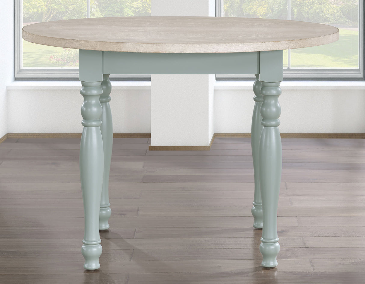 Darcy 42″ Round Dining Table, Mint Green and Natural Finish from Steve Silver - Luna Furniture