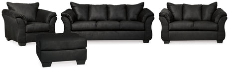 Darcy Sofa, Loveseat, Chair and Ottoman in Black - PKG001683