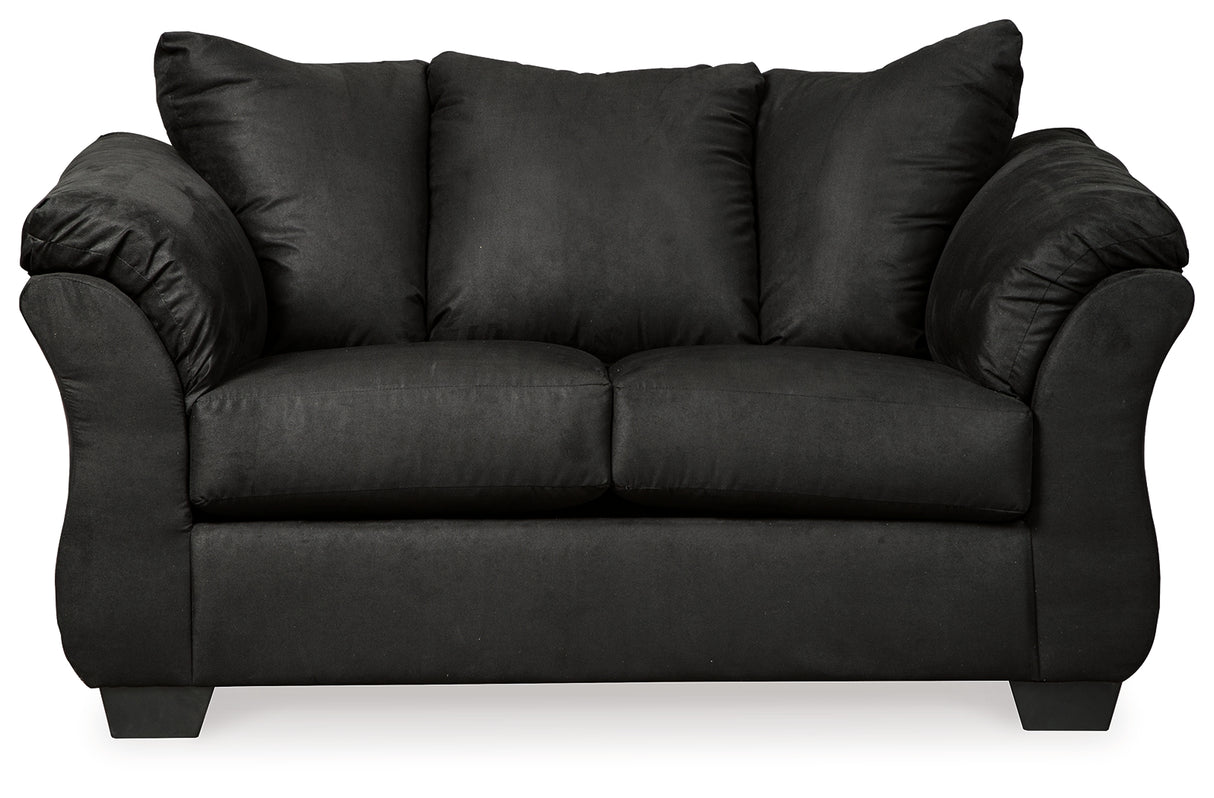 Darcy Sofa, Loveseat, Chair and Ottoman in Black - PKG001683