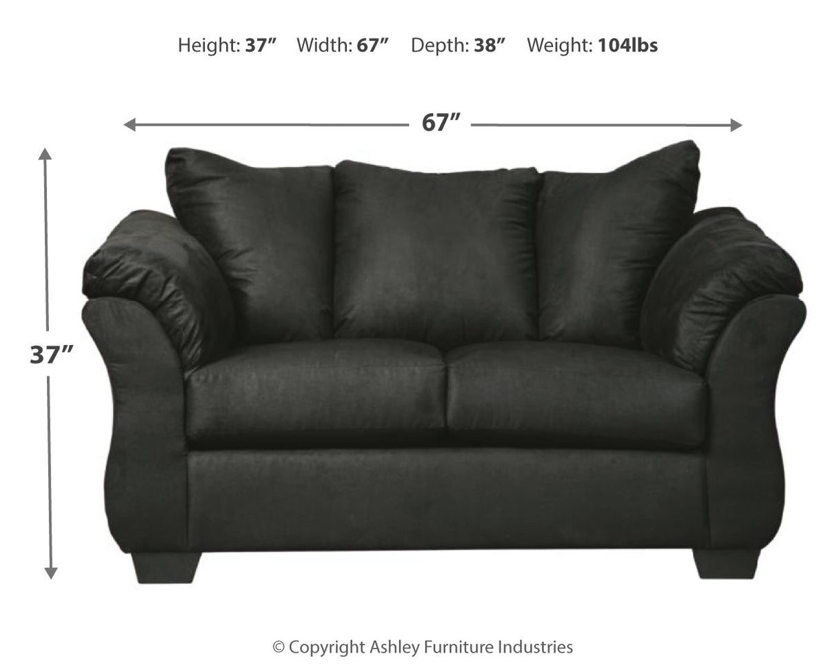 Darcy Sofa, Loveseat, Chair and Ottoman in Black - PKG001683