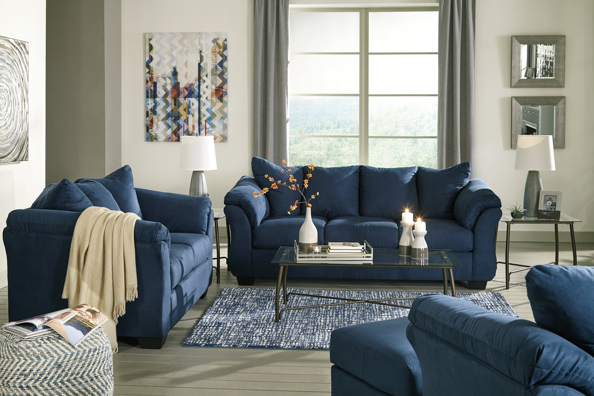 Darcy Sofa, Loveseat, Chair and Ottoman in Blue - PKG001678