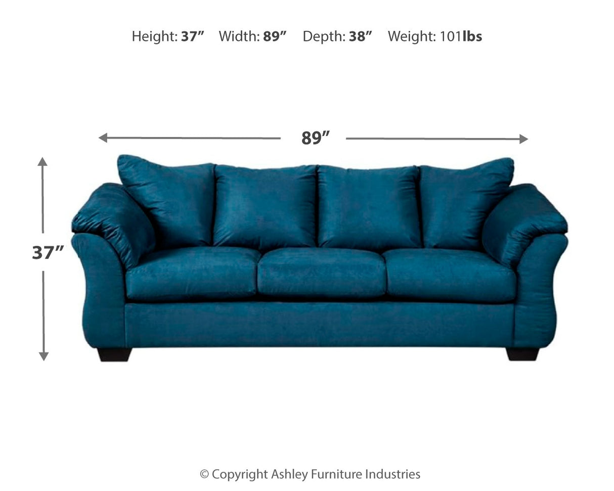 Darcy Sofa, Loveseat, Chair and Ottoman in Blue - PKG001678