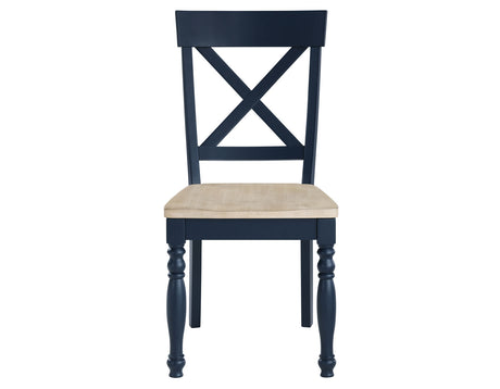 Darcy Solid Wood Side Chair, Midnight Blue and Natural Finish from Steve Silver - Luna Furniture