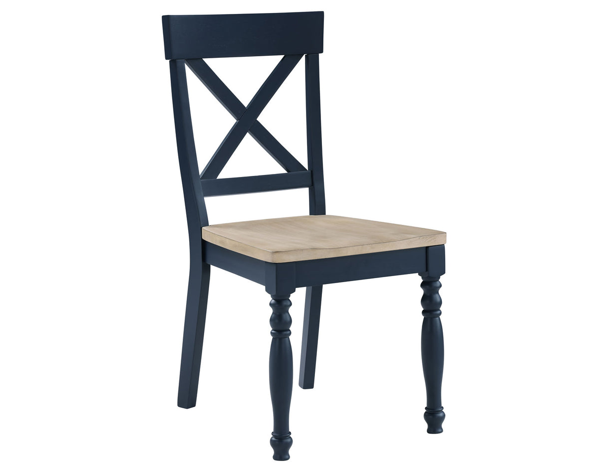 Darcy Solid Wood Side Chair, Midnight Blue and Natural Finish from Steve Silver - Luna Furniture