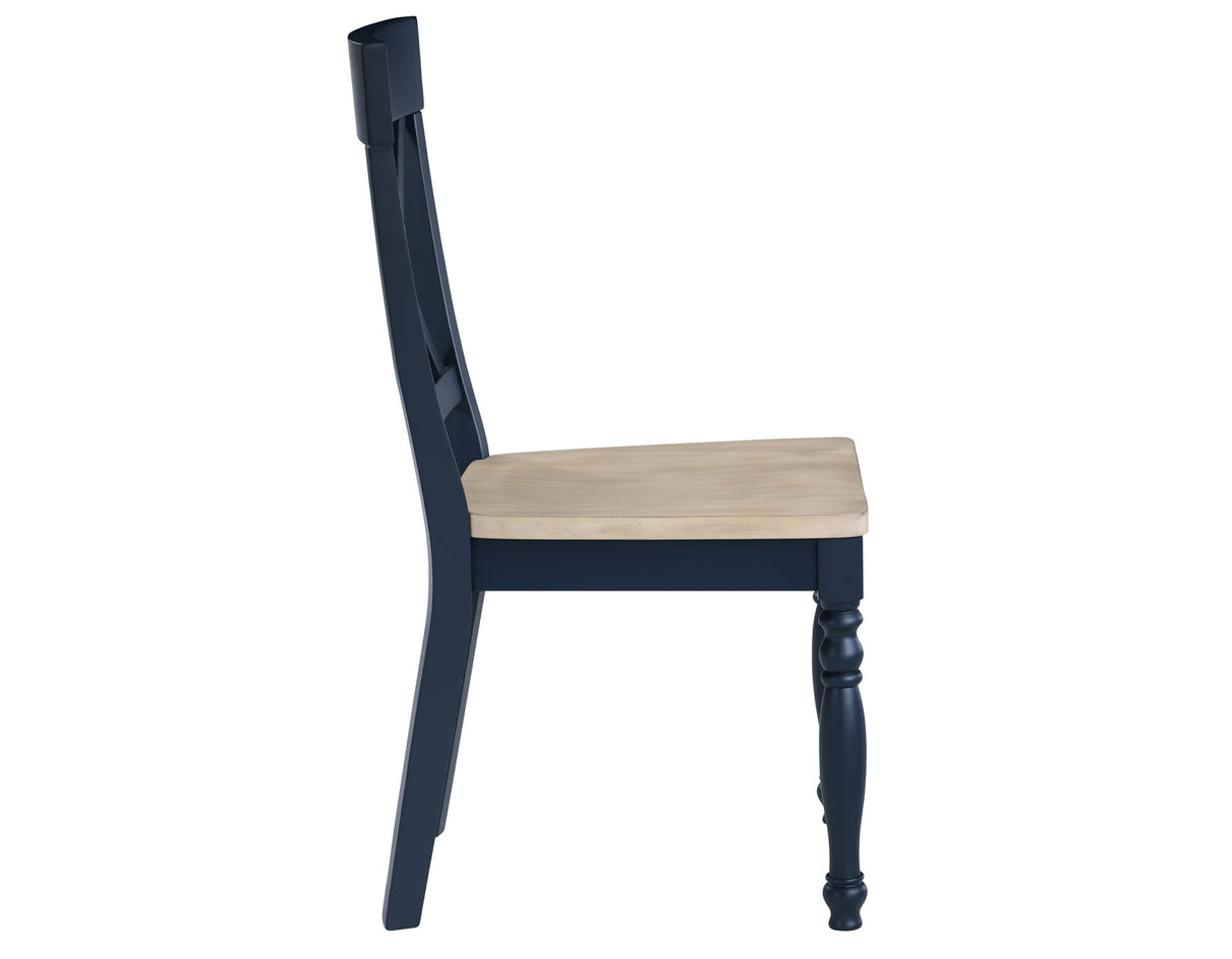 Darcy Solid Wood Side Chair, Midnight Blue and Natural Finish from Steve Silver - Luna Furniture