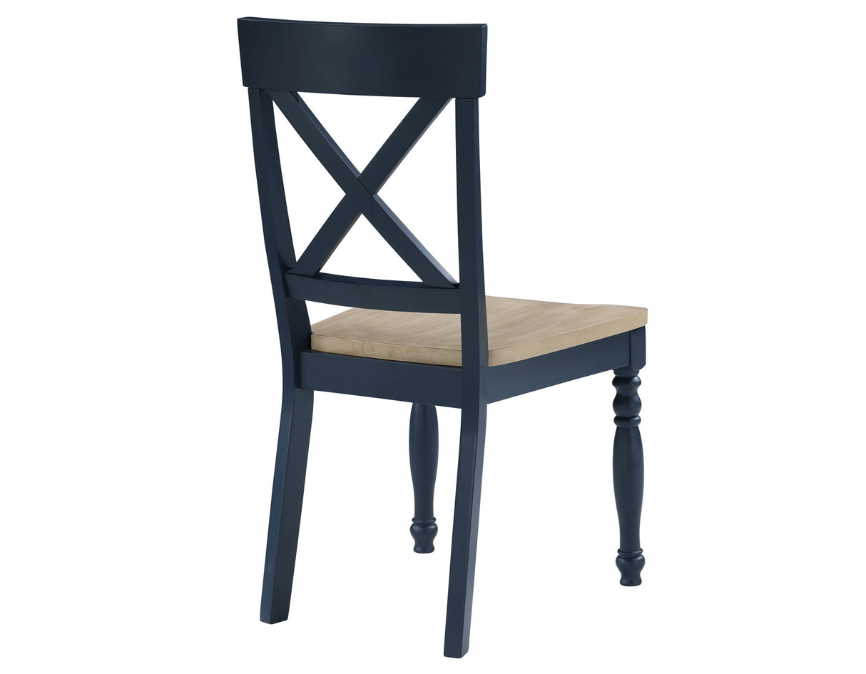 Darcy Solid Wood Side Chair, Midnight Blue and Natural Finish from Steve Silver - Luna Furniture