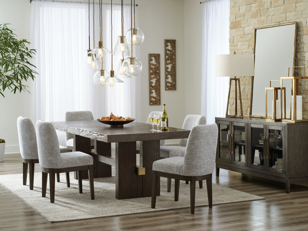 Dark Brown Burkhaus Dining Table and 6 Chairs - PKG014939